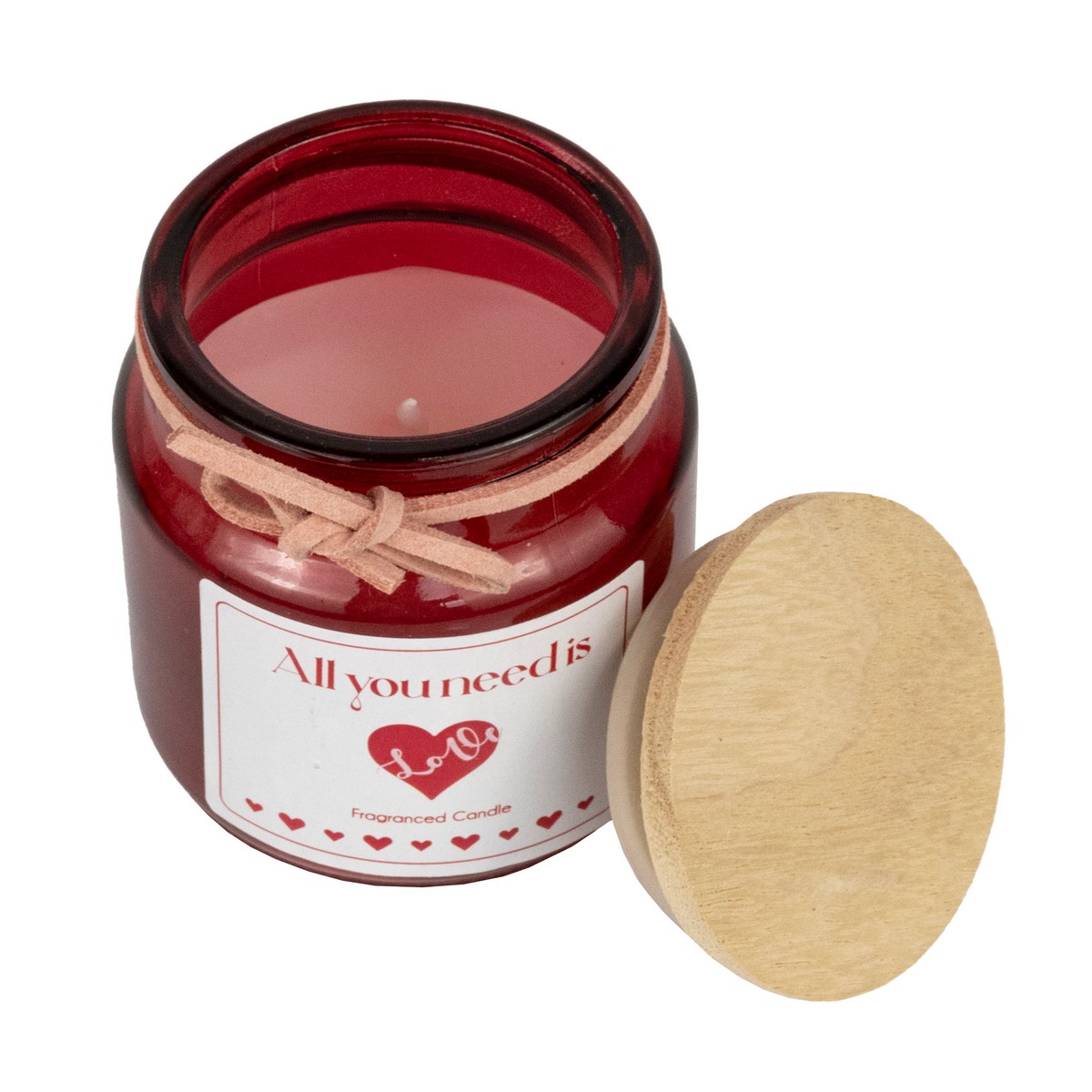 Свеча в банке с крышкой (стекло), H7,5xD6см, красный в интернет-магазине флористических аксессуаров Азалия Декор