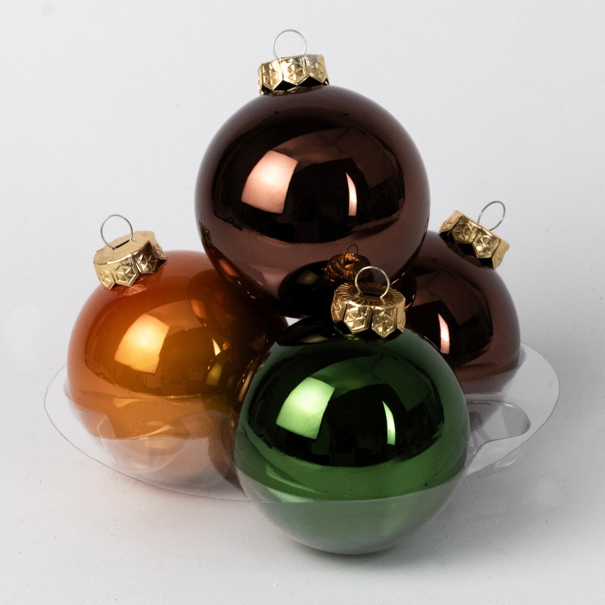 Набор шаров 6шт. в тубе (стекло), D8см, в асс.,кор./зел. в интернет-магазине флористических аксессуаров Азалия Декор