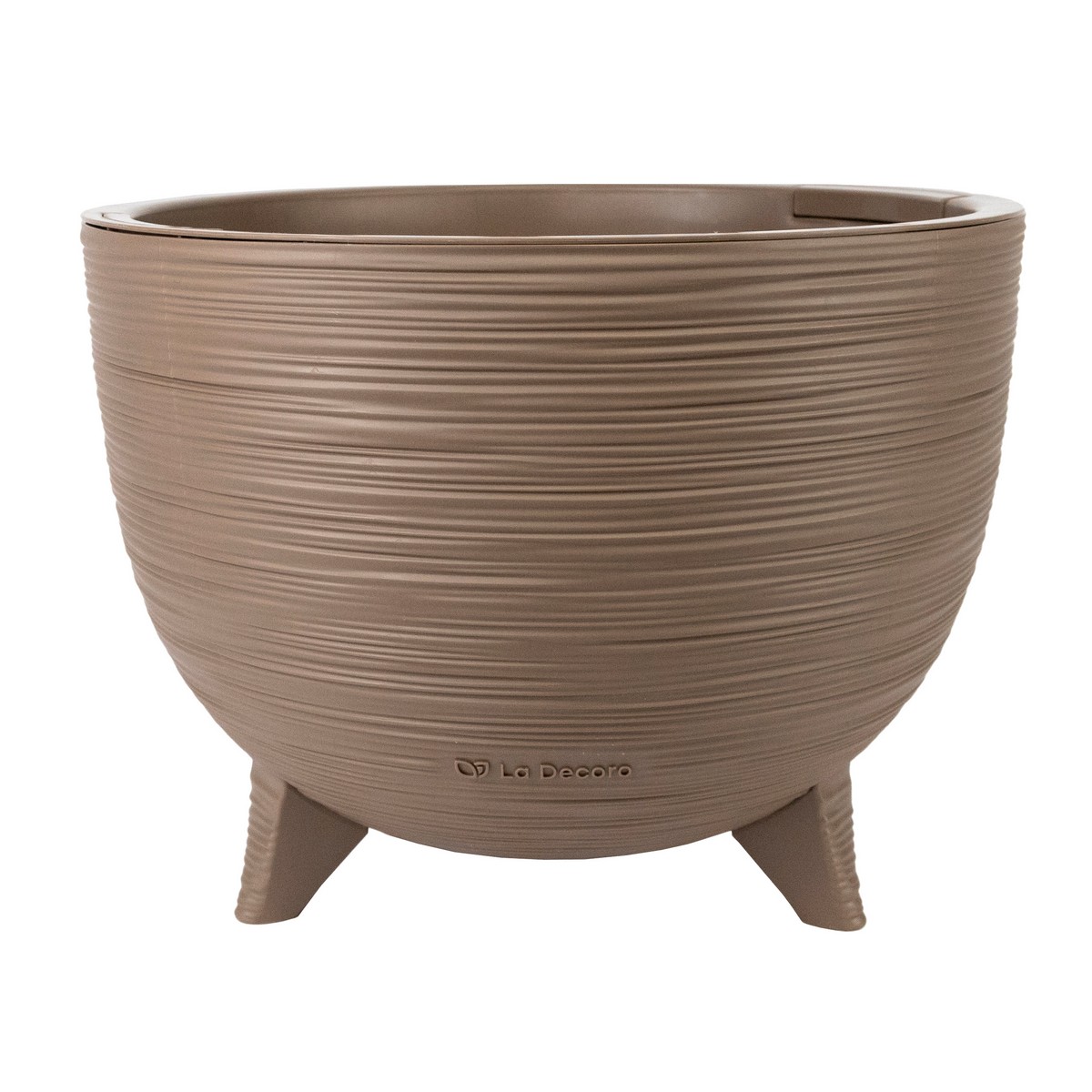 Кашпо на ножках со вставкой Ля Декоро (пластик), D32xH24см, 9,8л, коричневый в интернет-магазине флористических аксессуаров Азалия Декор