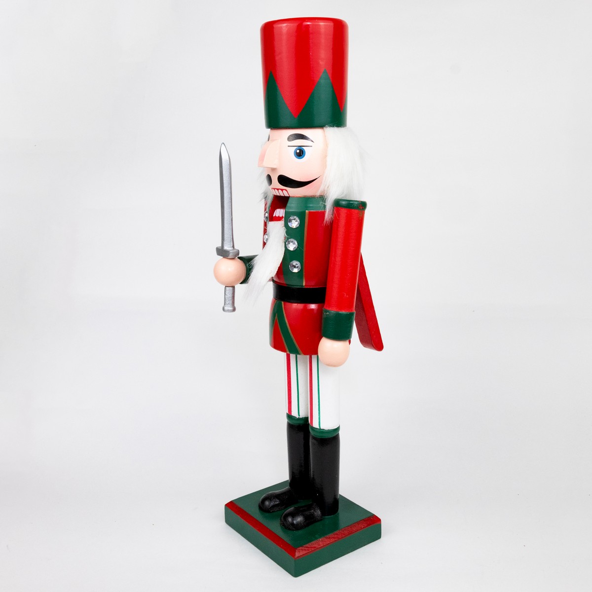 Сувенир Щелкунчик (дерево), 36х10х9см, в асс., красный/зеленый в интернет-магазине флористических аксессуаров Азалия Декор