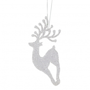 Украшение подвесное Олень (пластик), 17,5x8,5см, бел. в интернет-магазине флористических аксессуаров Азалия Декор