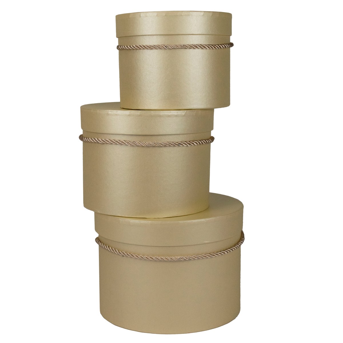 Набор коробок подарочных круглых 3шт., D19,7xH14,5см, лимонный в интернет-магазине флористических аксессуаров Азалия Декор