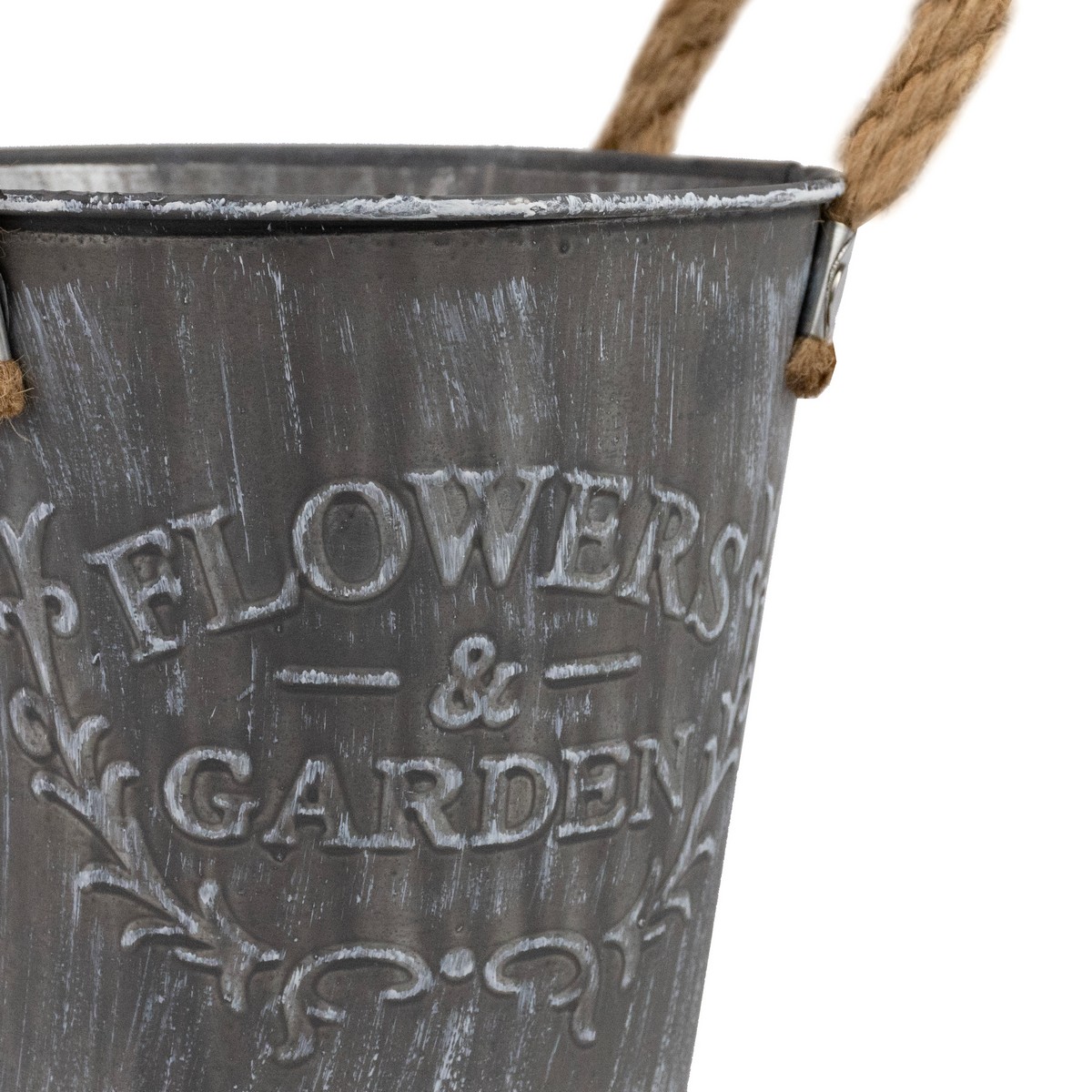 Кашпо с ручками (металл), D17xH16см, серый в интернет-магазине флористических аксессуаров Азалия Декор