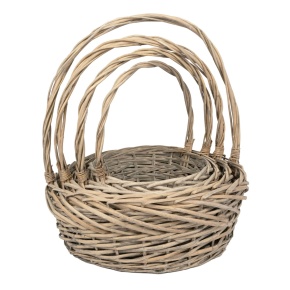 Набор корзин плетеных 4шт. (ива), D45x18xH49см, серый в интернет-магазине флористических аксессуаров Азалия Декор