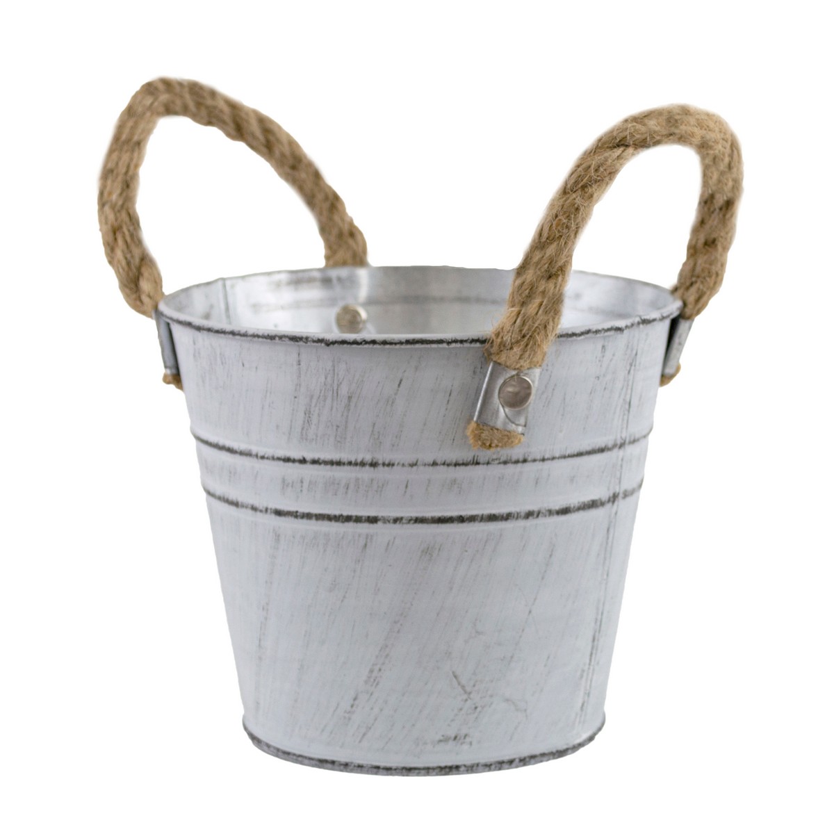 Кашпо с ручками (металл), D14хH12см, белый в интернет-магазине флористических аксессуаров Азалия Декор