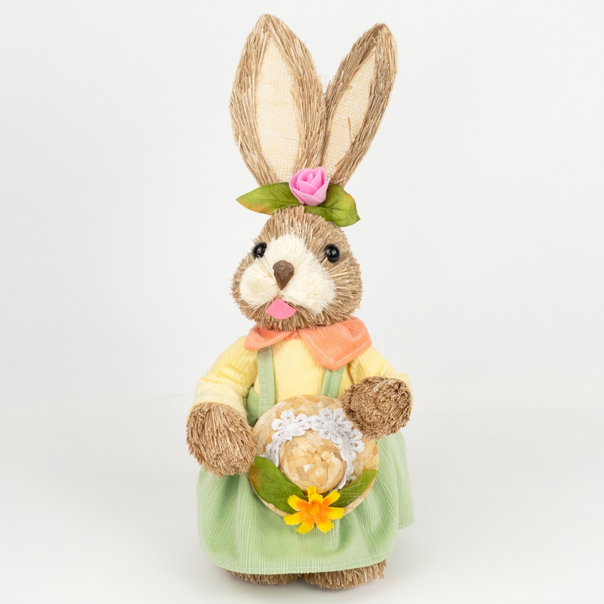 Сувенир Заяц Мальчик/Девочка (пенопласт/трава), H35см, в асс., коричневый в интернет-магазине флористических аксессуаров Азалия Декор