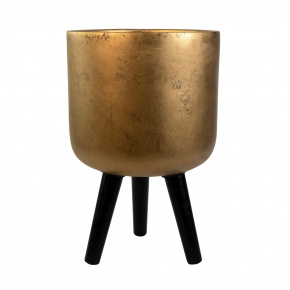Кашпо на подставке Стоун (файбергласс), D30xH50см, золотой в интернет-магазине флористических аксессуаров Азалия Декор