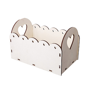 Кашпо  Ажурные сердца (фанера), Н25,7х16,7х15,5см, бел. в интернет-магазине флористических аксессуаров Азалия Декор