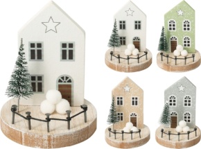 Сувенир Дом с елкой (дерево), H11,5хD8см, в асс., цв. в асс. в интернет-магазине флористических аксессуаров Азалия Декор