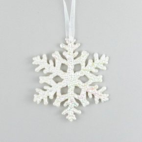 Украшение подвесное Снежинка (пластик), 10х8,8см, белый в интернет-магазине флористических аксессуаров Азалия Декор