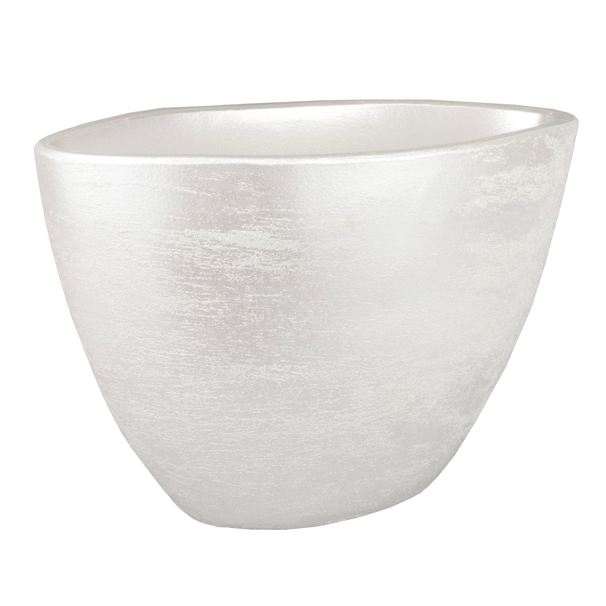 Кашпо Лодка (керамика), D28xН16см, серебряный в интернет-магазине флористических аксессуаров Азалия Декор