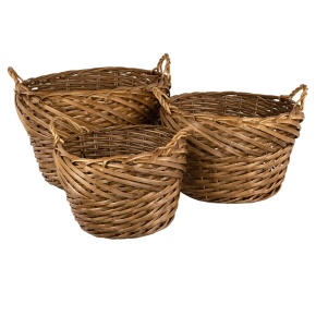 Набор корзин плетеных 3шт. (ива), D51x33хH41см, натуральный в интернет-магазине флористических аксессуаров Азалия Декор