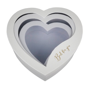 Набор коробок Сердце 3шт, 31,5х30,3х10см, белый в интернет-магазине флористических аксессуаров Азалия Декор