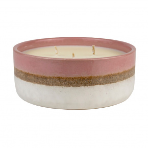 Свеча в стакане ароматическая (керамика), H6,5xD16см, розовый в интернет-магазине флористических аксессуаров Азалия Декор