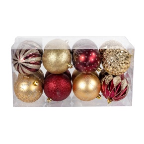 Набор шаров в тубе 16шт. (пластик), D8см, красный в интернет-магазине флористических аксессуаров Азалия Декор