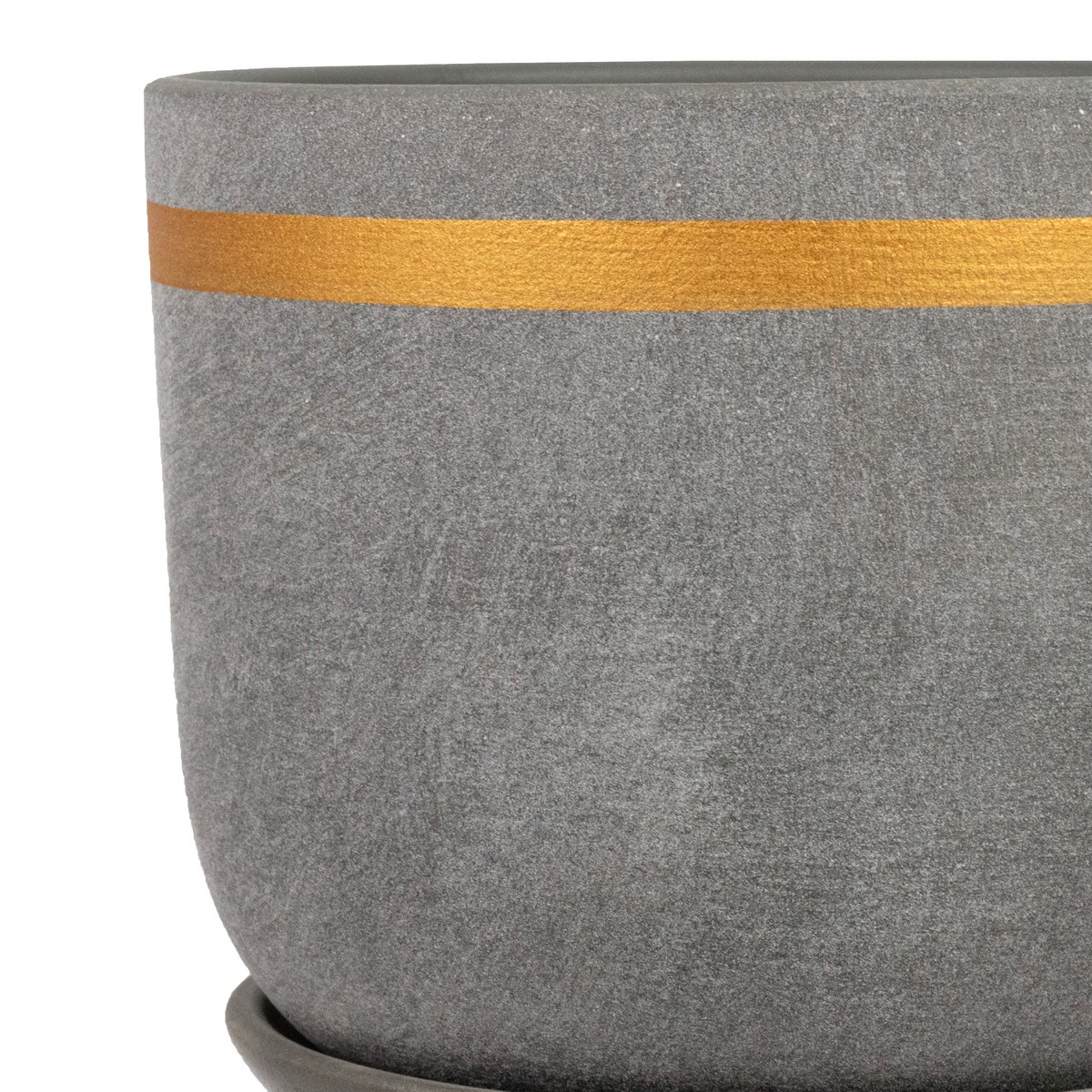 Цв. горшок с поддоном Замша (керамика), D12xH10см, 0,8л, серый в интернет-магазине флористических аксессуаров Азалия Декор