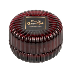 Свеча в банке с крышкой (стекло), H5,5xD8см, красный в интернет-магазине флористических аксессуаров Азалия Декор