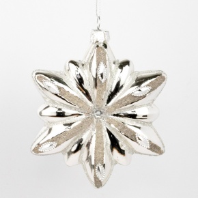 Украшение подвесное Цветок (стекло), Н12х10см, серебряный в интернет-магазине флористических аксессуаров Азалия Декор
