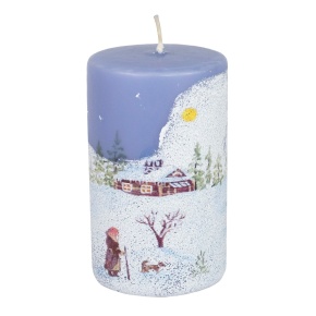 Свеча-столбик Зимний день (25 часов), D6xH10см, голубой в интернет-магазине флористических аксессуаров Азалия Декор