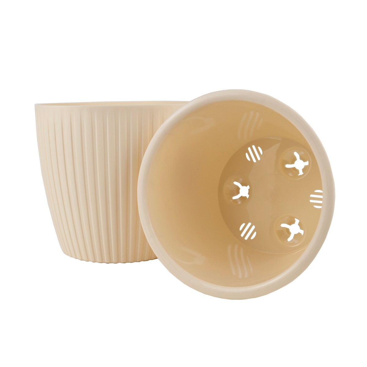 Кашпо со вставкой Эви (пластик), D10,5xH9,5см, 0,6л, кремовый в интернет-магазине флористических аксессуаров Азалия Декор