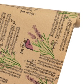 Бумага упаковочная крафт Лаванда прованс 60гр, 72 см 10 м, натуральный/сиреневый в интернет-магазине флористических аксессуаров Азалия Декор