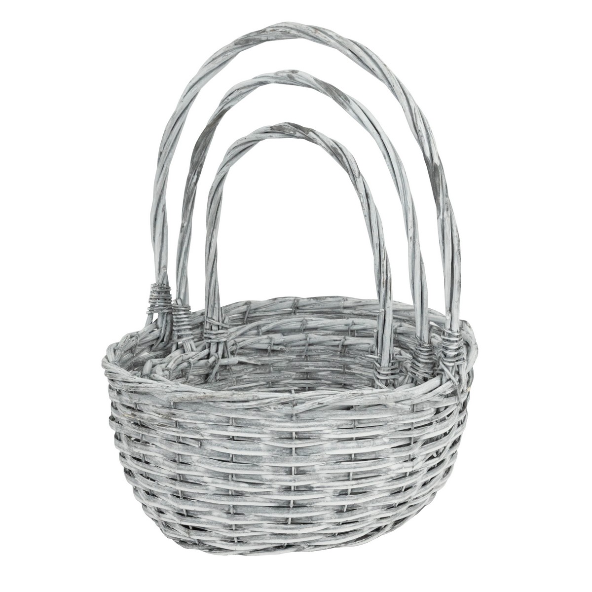 Набор корзин плетеных 3шт. (ива), D32х28хН13/37см/ D24х20хН9/27см, серый в интернет-магазине флористических аксессуаров Азалия Декор