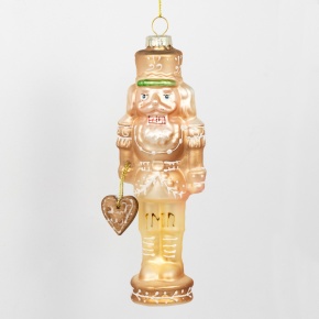 Украшение подвесное Щелкунчик (стекло), Н15х5см, золотой в интернет-магазине флористических аксессуаров Азалия Декор
