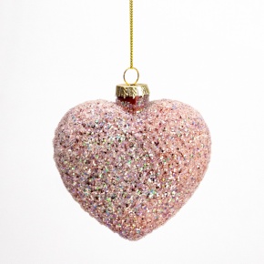 Украшение подвесное Сердце (стекло), Н9х9х4,5см, розовый в интернет-магазине флористических аксессуаров Азалия Декор