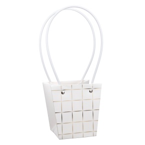 Пакет для цветов водостойкий (крафт), 13х9,5х15см (в уп. 10шт.), белый/золотой в интернет-магазине флористических аксессуаров Азалия Декор