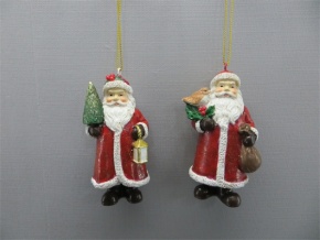 Украшение подвесное Дед Мороз (полирезин), H8,5x4,5x3,5см, в асс., красный в интернет-магазине флористических аксессуаров Азалия Декор
