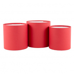 Набор коробок подарочных круглых без крышки 3шт., D16xH16 см, красный в интернет-магазине флористических аксессуаров Азалия Декор