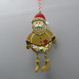 Украшение подвесное Санта пряничный, Н11см, коричневый в интернет-магазине флористических аксессуаров Азалия Декор