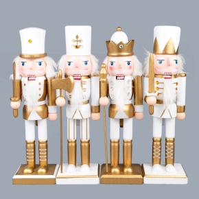 Сувенир Щелкунчик (дерево), 25х9х6см, в асс., белый/золотой в интернет-магазине флористических аксессуаров Азалия Декор