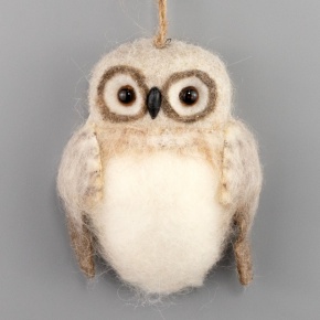 Украшение подвесное Сова (пенопласт/текстиль), 10х5x12см, кремовый в интернет-магазине флористических аксессуаров Азалия Декор