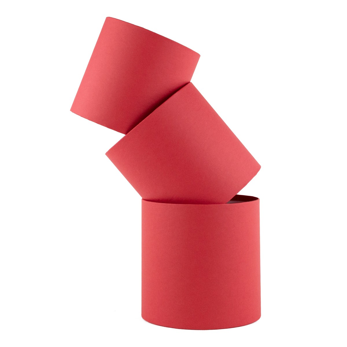 Набор коробок подарочных круглых без крышки 3шт., D16xH16 см, красный в интернет-магазине флористических аксессуаров Азалия Декор