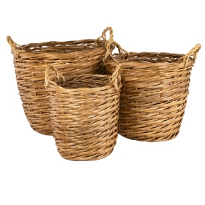 Набор корзин плетеных 3шт. (ива), D45xH37см, натуральный в интернет-магазине флористических аксессуаров Азалия Декор