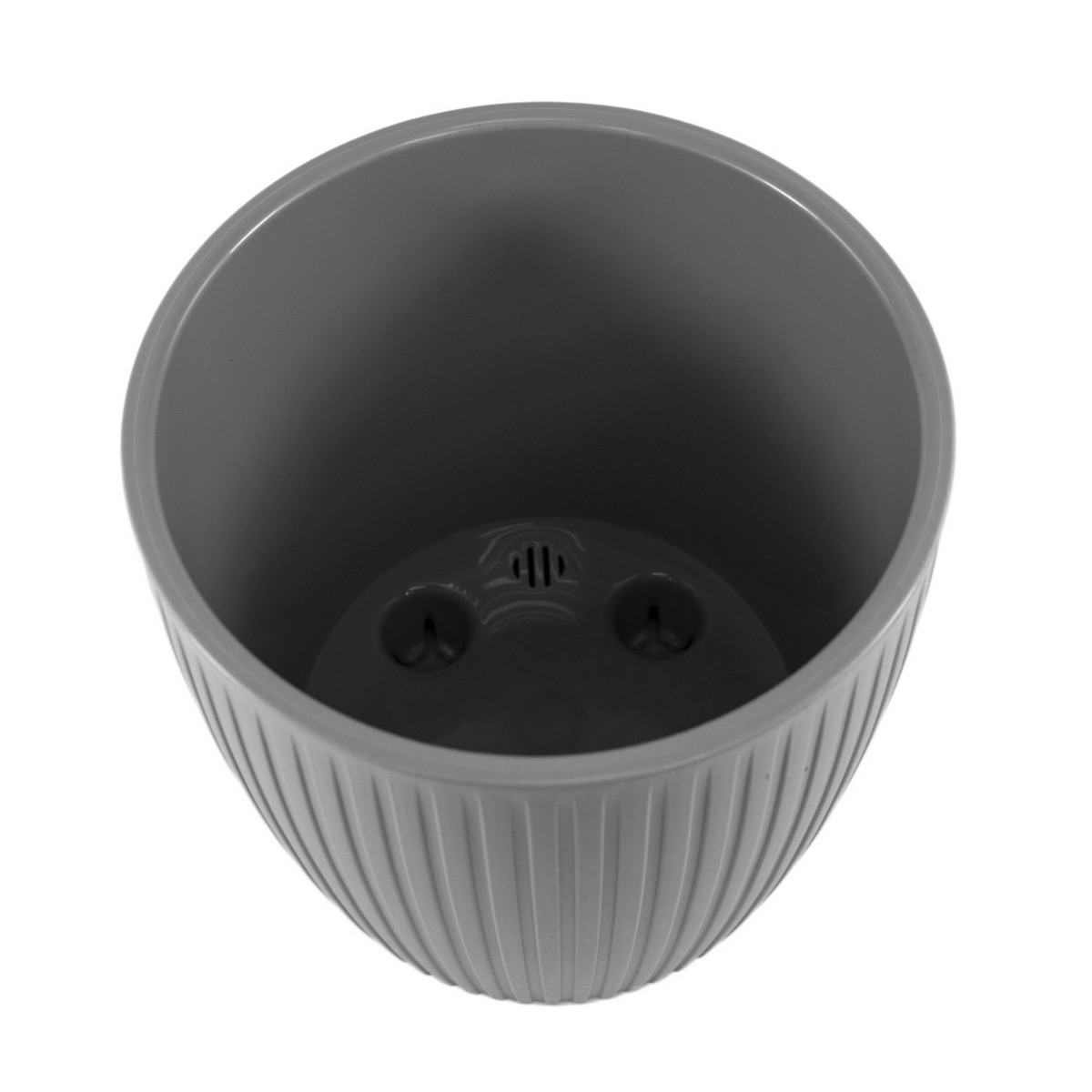 Кашпо со вставкой Эви (пластик), D14xH12,8см, 1,5л, серый в интернет-магазине флористических аксессуаров Азалия Декор