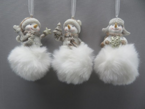 Украшение подвесное Снеговик (полирезин), Н8,5х5,5см, в асс., серый в интернет-магазине флористических аксессуаров Азалия Декор