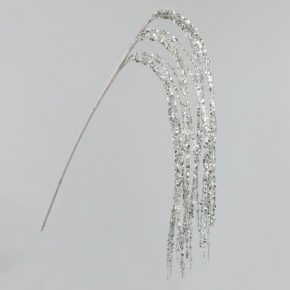 Ветка декоративная с глиттером, 90см, серебряный в интернет-магазине флористических аксессуаров Азалия Декор