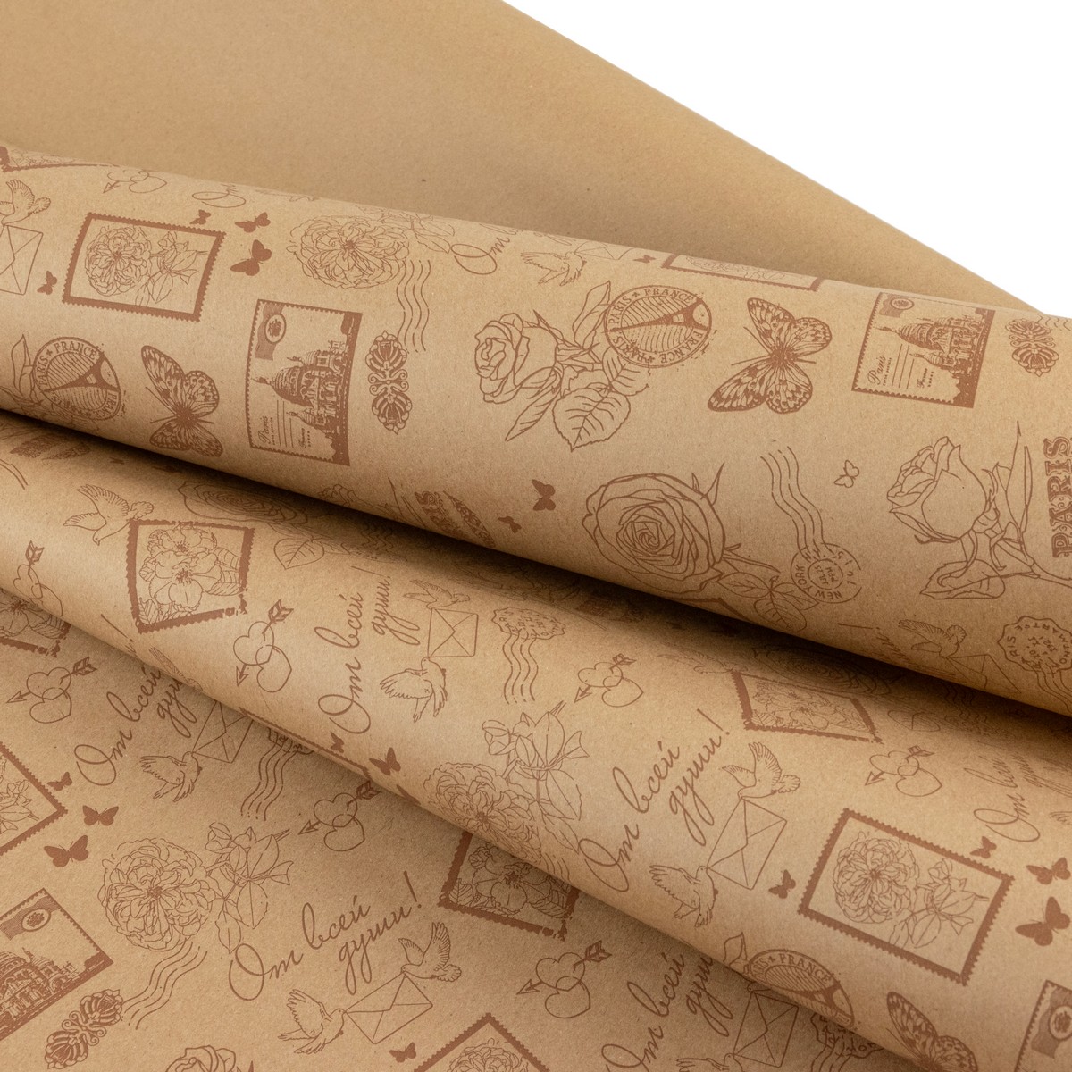 Бумага упаковочная крафт Марки 60гр, 72 см 10 м, натуральный/коричневый в интернет-магазине флористических аксессуаров Азалия Декор