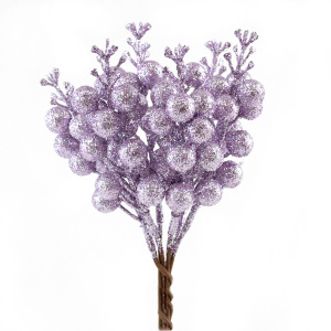 Набор веток с ягодами на вставках 6шт., H19см, сиреневый в интернет-магазине флористических аксессуаров Азалия Декор
