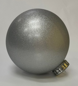 Украшение Шар с глиттером (пластик), D24см, серебряный в интернет-магазине флористических аксессуаров Азалия Декор