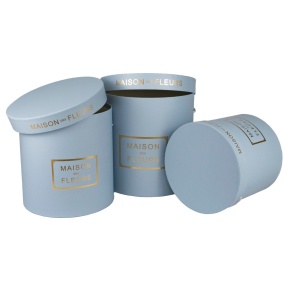 Набор коробок подарочных круглых 3шт., D24xH24см, голубой в интернет-магазине флористических аксессуаров Азалия Декор