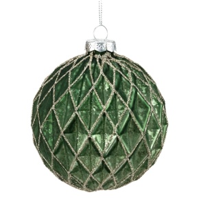 Украшение подвесное Шар (стекло), D10см, зеленый в интернет-магазине флористических аксессуаров Азалия Декор