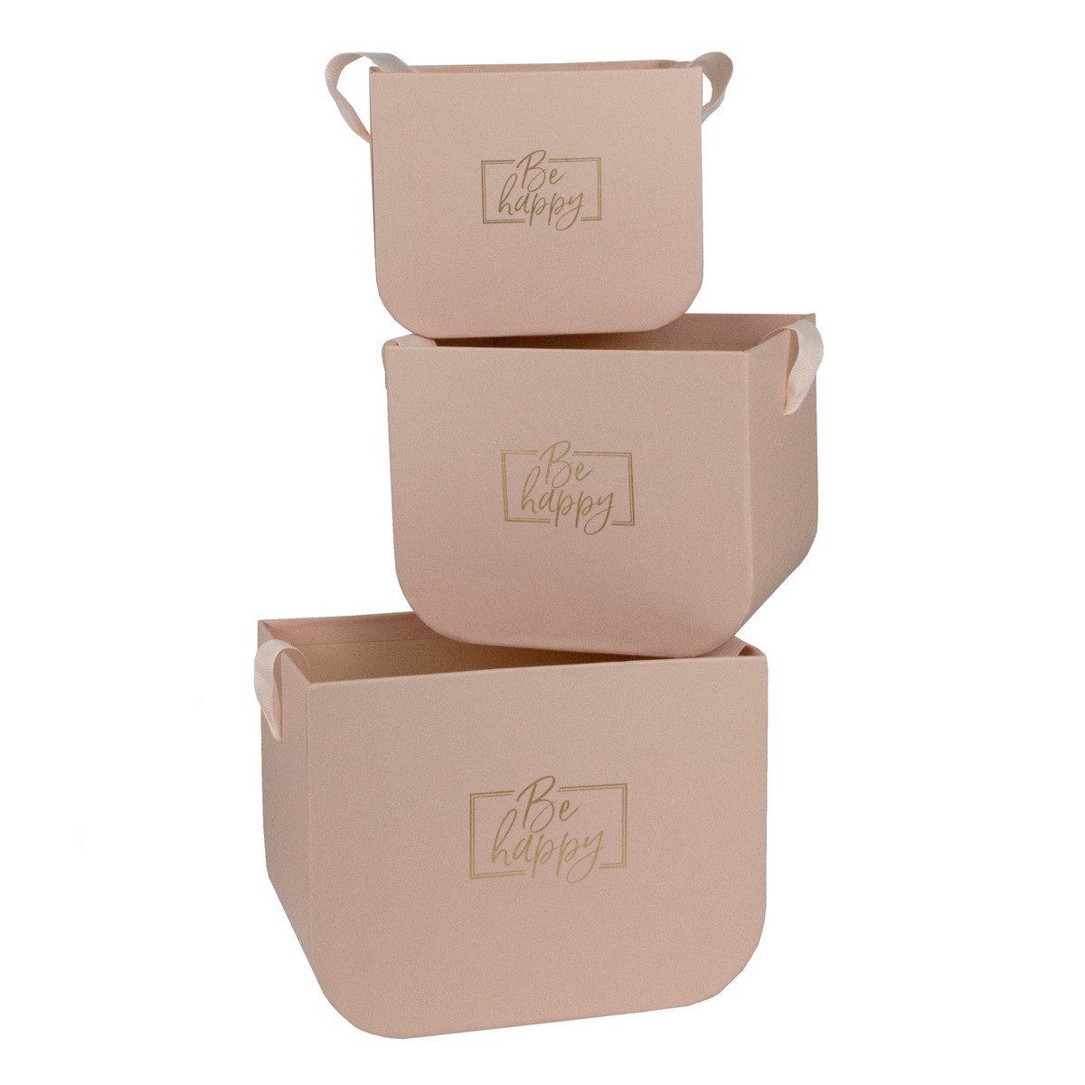 Набор коробок для цветов 3шт., 16,5х12хH12,5 см, персиковый в интернет-магазине флористических аксессуаров Азалия Декор