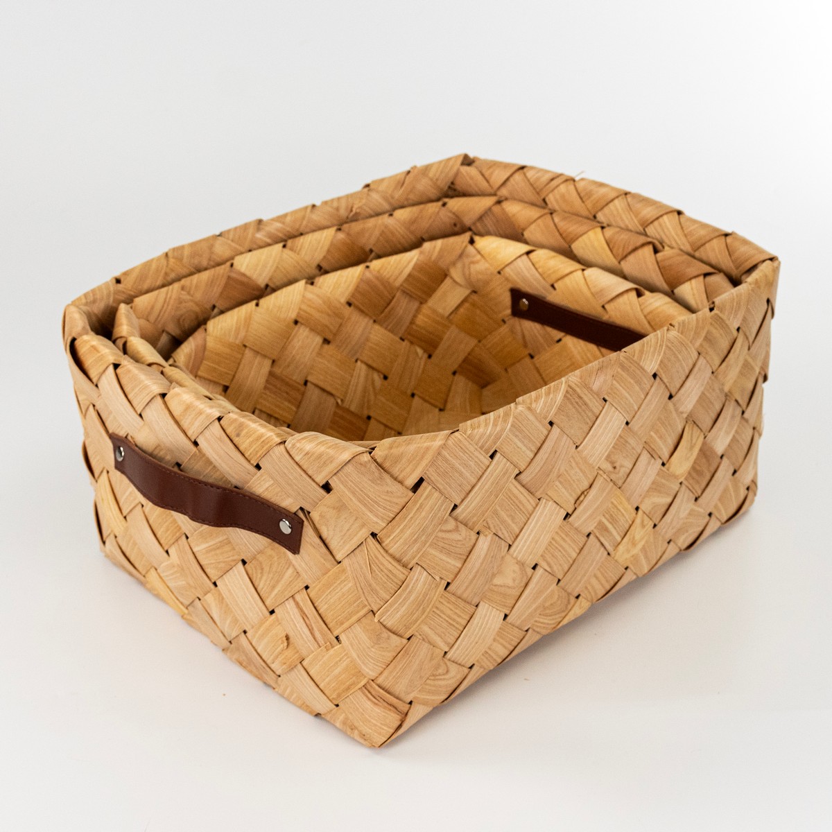 Набор ящиков плетеных 3шт. (сосна), 39х30xH19см, натуральный в интернет-магазине флористических аксессуаров Азалия Декор