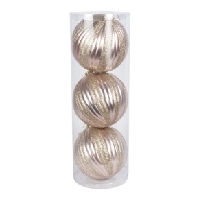Набор шаров в тубе 3шт. (пластик), D15см, шампань в интернет-магазине флористических аксессуаров Азалия Декор