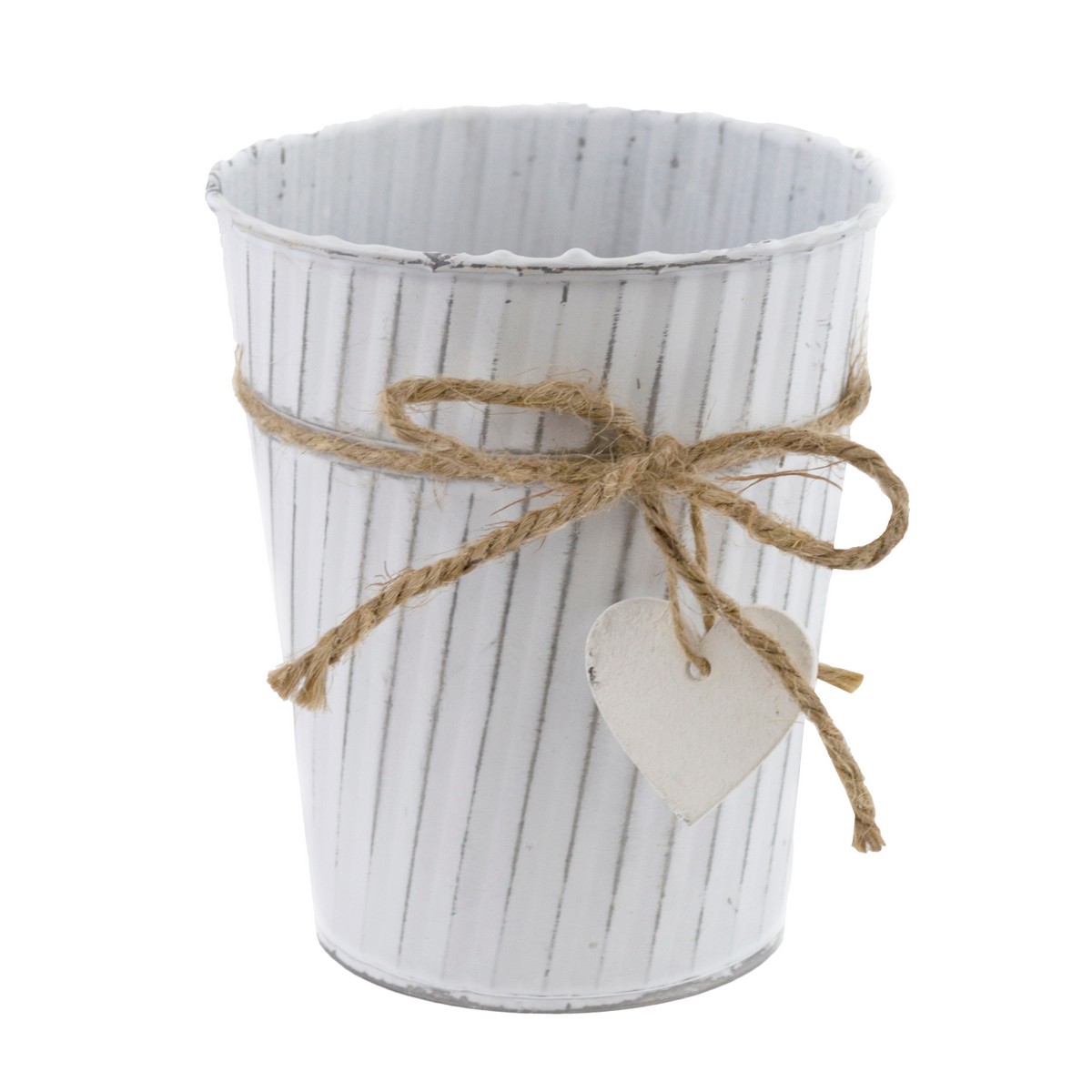 Кашпо Сердце (металл), D12хH14см, белый в интернет-магазине флористических аксессуаров Азалия Декор