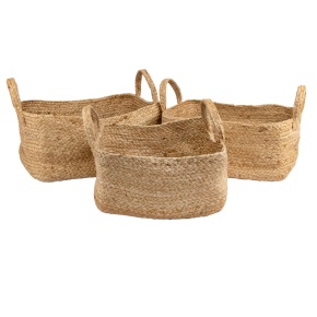 Набор корзин плетеных 3шт. (джут), 40х30xH19см, натуральный в интернет-магазине флористических аксессуаров Азалия Декор