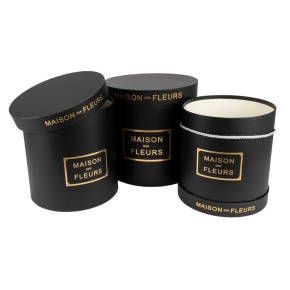 Набор коробок подарочных круглых 3шт., D24xH24см, черный в интернет-магазине флористических аксессуаров Азалия Декор